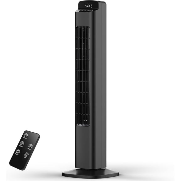Portable Tower Fan for Bedroom, 5 Speed Standing Fan, 36'' Oscillating Quiet Floor Fan with 3 Modes&12H Timer, 25 ft/s Velocity, Remote, Bladeless Fan for Room, Home, Office