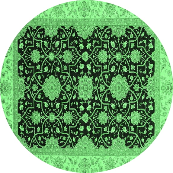 Ahgly Company Indoor Round Oriental Emerald Green Traditional Area Rugs, 3' Round