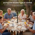 thumbnail image 3 of Round Outdoor Tablecloth with Umbrella Hole and Zipper, Brown Coastal Summer Tablecloth with Elastic Waterproof, Coral Shell Starfish Nautical Retro Patio Table Covers for 45" - 54" Pool Tables, 3 of 9