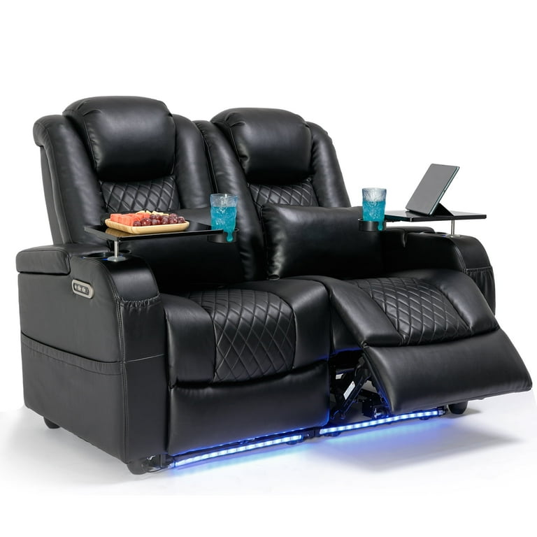 Home Theater Seating Seats Game Movie Theater Chairs Recliner Sofa with 7 Colors Ambient Lighting Black Walmart
