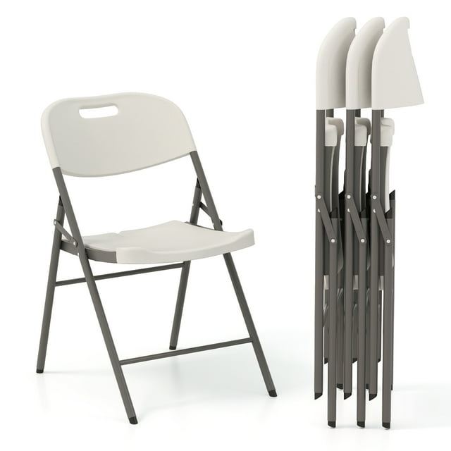 Patiojoy 4 Pack Folding Chairs Stackable Plastic Chairs with Waterproof HDPE Seat