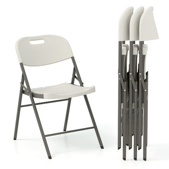 Topbuy 4 Pack Folding Chairs Stackable Plastic Chairs with Waterproof HDPE Seat