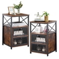 thumbnail image 7 of VECELO 3 Pieces Coffee Table Set with 2 End Table, Industrial Living Room Sets, Brown, 7 of 7