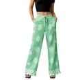 thumbnail image 3 of BRGZLK Women's Pants Fashion Elastic High Waisted Wide Leg Pants Floral Print Boho Summer Beach Vacation Casual Trousers with Pockets, 3 of 7