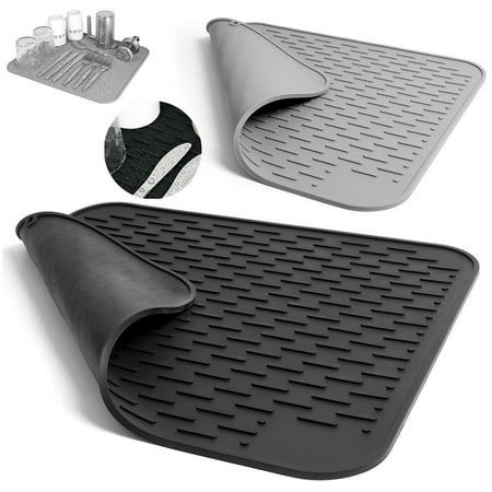 

huanledash 45x40cm Silicone Heat Resistant Dish Cup Table Draining Drying Mat Pad Placemat