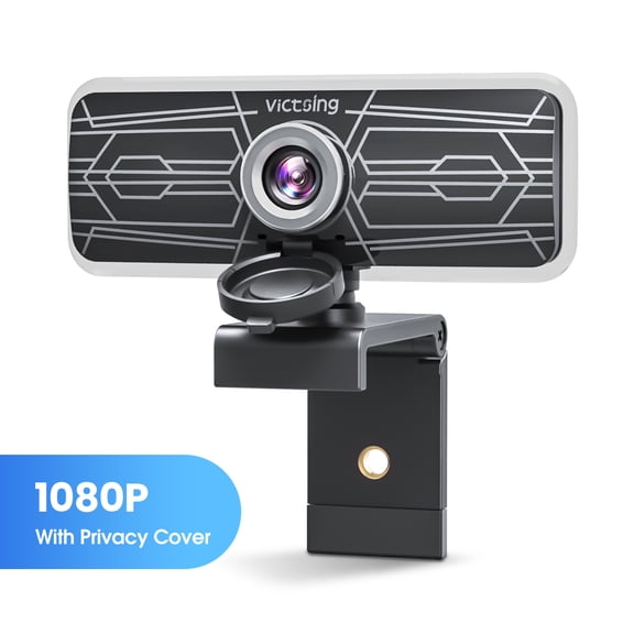 Vtin 1080P Webcam with Privacy Cover & Dual Microphones, Noise Reduction Adjustable FHD Plug and Play USB Computer Camera, PC Web Cam for Windows/Mac OS, Video Streaming, Recording, Conference
