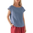 thumbnail image 3 of Linen T Shirts for Women Crew Neck Fashion Casual T Shirts Summer Loose Fit Tops for Travel Dating Commuting reasonable, 3 of 6