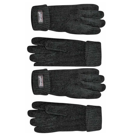 - Black 2-Pack Thermal Insulated Lined Chenille Gloves For Women