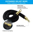 thumbnail image 3 of Unique Bargains 3.3 Feet Black Velvet Stanchion Rope Crowd Control Barrier Rope with Snap Hooks, Golden 2 Pack, 3 of 6