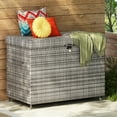 thumbnail image 3 of Harper & Bright Designs 230 Gallon Wicker Deck Box with Wheels, All-Weather Outdoor Storage Box, Rattan Storage Bin for Patio Furniture, Outdoor Cushions, Pool Storage and Garden Tools, Grey, 3 of 17