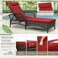 thumbnail image 7 of EPICOZY 2-Piece Outdoor Wicker Lounge Chairs with Cushion, Rattan Patio Chaise Loungers with 6-Level Backrest, All Weather Lay Flat Pool Sunbathing Recliner Chair, Armrest and Head Pillow, Red, 7 of 7
