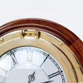 thumbnail image 4 of Nagina International 16" Premium Wood Base Nautical Porthole Brass Time's Clock | Wall Decor | Pirates Maritime Gift, 4 of 6