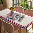 thumbnail image 3 of Independence Day Table Cloths for 5 Foot Rectangle Tables, Red Blue Flowers Patriotic Star Stripes Patio Waterproof Elastic Fitted Tablecloths, Washable Rectangular Table Cover for Camping, 3 of 8
