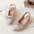 thumbnail image 6 of Viluyesy Girls Rhinestone Bow Sandals Kids Pointed Toe Low Heel Dress Shoes Summer Wedding Party Performance Princess Footwear Pink Size 12.5 M, 6 of 10