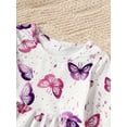 thumbnail image 5 of NZRVAWS 8T Little Girls Outfits Set 8T Girls Long Sleeve Butterfly Print Top Denim Pants Set White, 5 of 8