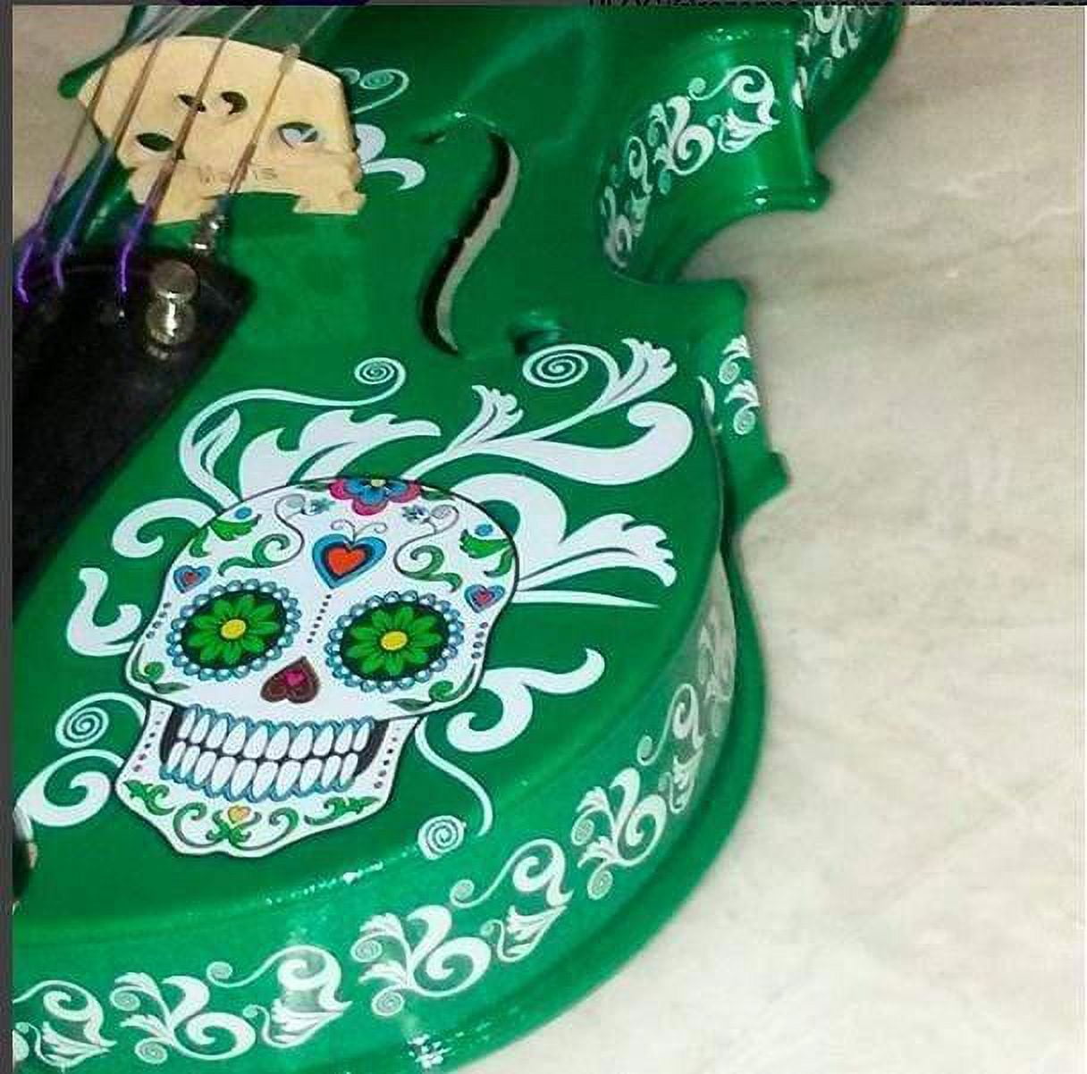Cinco de Mayo Emerald Green Violin Outfit w Matching Carbon Fiber Bow Case Crystal Fine Tuners Rosin Strings Set Up