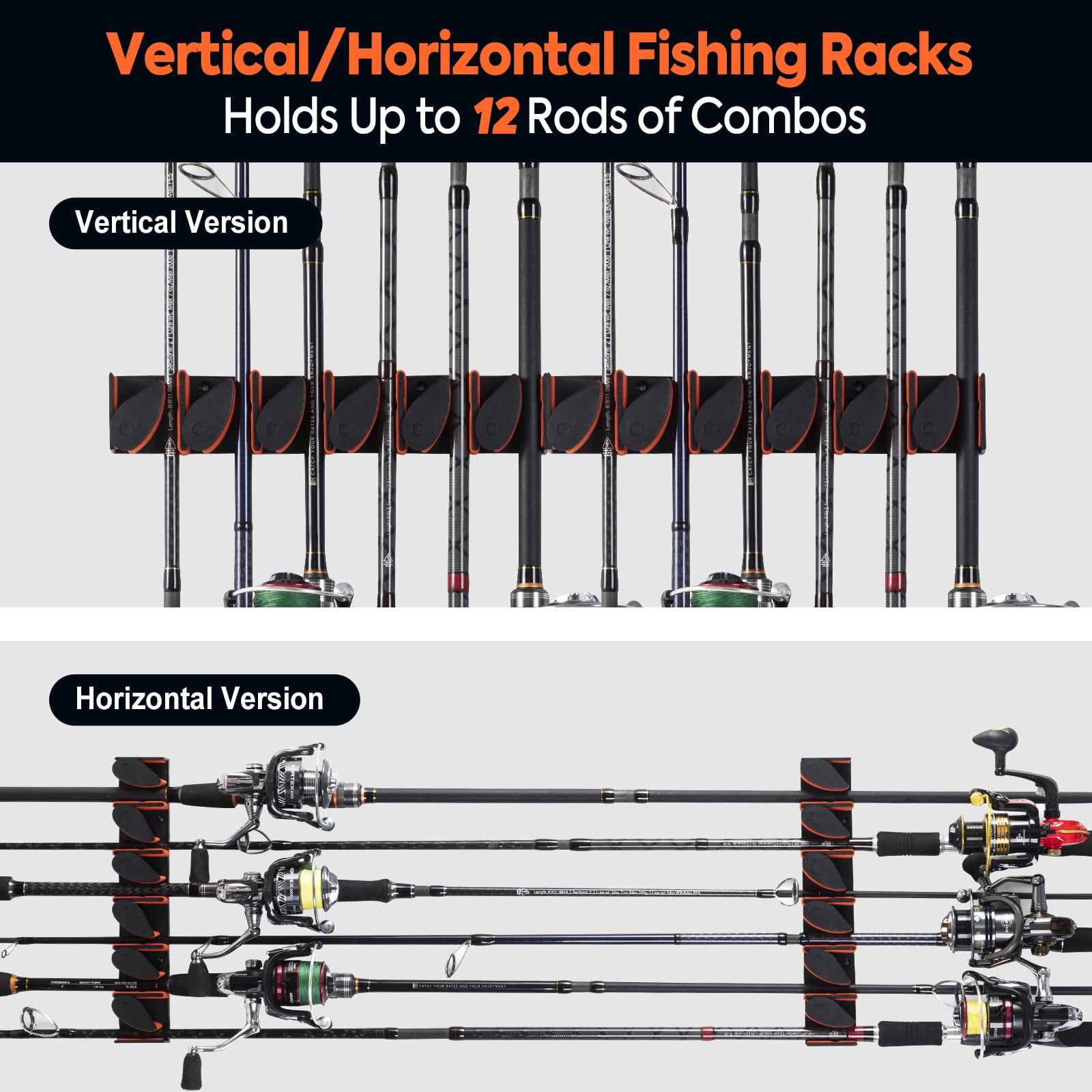  Goture Vertical Fishing Rod Holder, Horizontal Fishing Rod  holder, Wall Mount Fishing Rod Rack Hold up to 6 Rods or Combos : Sports &  Outdoors