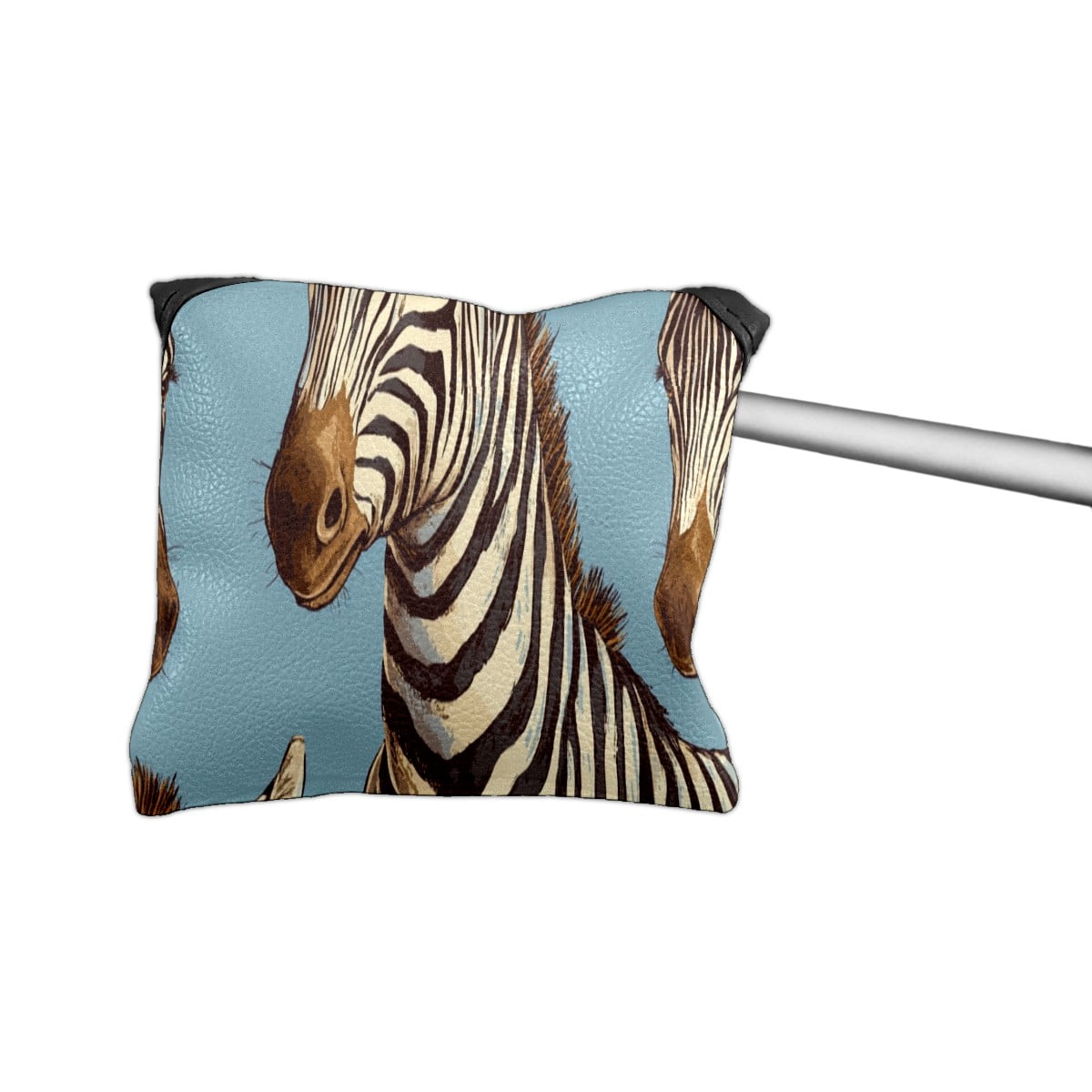 Golf Mallet Putter Cover Premium Leather Waterproof Golf Putter Head Cover with Magnetic Closure Zebra Hat