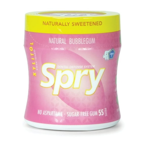 Spry Bubblegum Xylitol Chewing Gum, Aspartame-Free, Sugar-Free, Adults & Kids, 55 Pieces, 1 pack