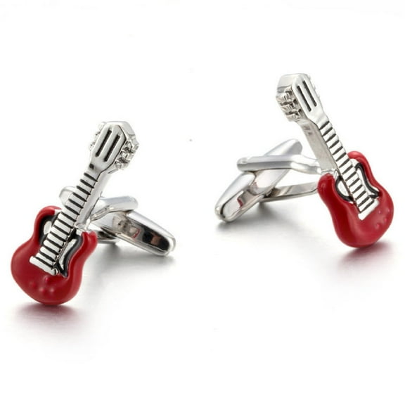 Longcreek Guitar Cufflinks for Men, Musical Instrument Cufflinks, Electric Guitar Cuff Links, Red Guitar Shirt Tuxedo Cufflinks, Punk Rock Cufflinks French Cufflinks, Best Man Cufflinks