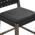 thumbnail image 3 of Nathan James Cohen Mid-Century Modern Leather Bar Stool, Counter Height Chair in Solid Wood Frame with Footrest and Woven Leather Back for Kitchen, Black, 3 of 7