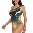 thumbnail image 3 of Picia Firefly Forest Fox Pattern Women's One Piece Swimsuits,One Shoulder Swimwear Asymmetric ,Ruffle Monokinis Bathing Suits,High Waisted Flattering Bathing Suits-Small, 3 of 8