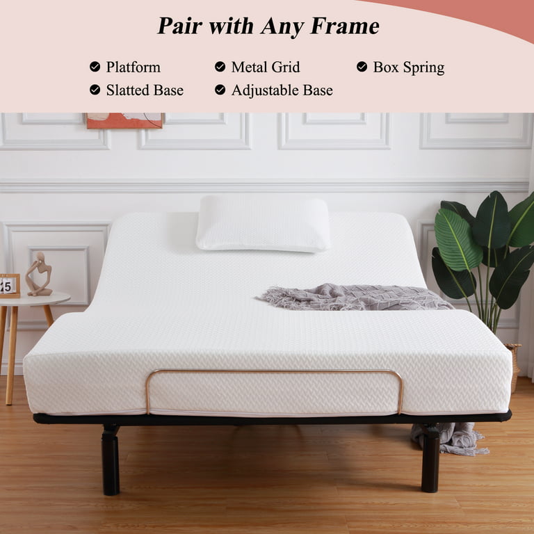 8 inch Mattress, Dual Layer Memory Foam Mattress Topper with Adjustable  Elastic Straps 