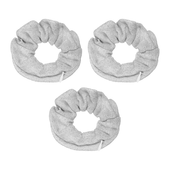 Uxcell 3pcs Velvet Scrunchie with Pocket Zipper (2 Inch) - Bling Elastic Bands Hair Ties Girls Women Hidden Compartment Pockets, for Ponytail Holder Travel Coins Keys, Silver