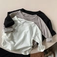 thumbnail image 2 of Chenyin Newborn Baby Solid Color T-Shirt Tees for Boys Girls Bamboo Cotton Pullover Tops Spring Autumn Unisex Long Sleeve Tees for Toddler 9M-5T, 2 of 7