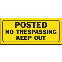 HY-KO Products 23004 Posted NO TRESPASSING Keep Out Heavy Duty Plastic Sign, 6" x 14", Black/Yellow