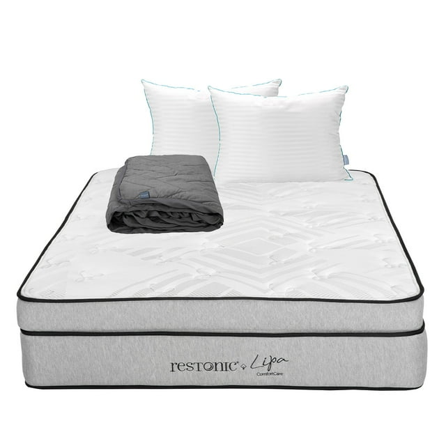 Colchón Queen Size Restonic Lipa Almohadas Royal Twin Protector de Colchón Lux