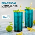 thumbnail image 3 of Acrylic Glasses Drinkware - 6 Piece Unbreakable Plastic Tumblers - BPA-Free, Reusable Plastic Drinking Glasses for Home & Outdoors - Lead-Free & Dishwasher Safe - Turquoise - (16oz), 3 of 8
