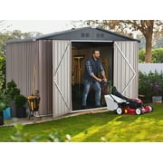 YODOLLA 10 x 8 ft. Outdoor Metal Storage Shed with Sliding Roof & Lockable Door