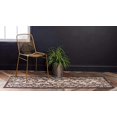 thumbnail image 4 of Unique Loom Collection Carved Botanical Border Transitional Indoor and Outdoor Flatweave Runner Rug, 2 x 6 Feet, Beige/Dark Brown, 4 of 5