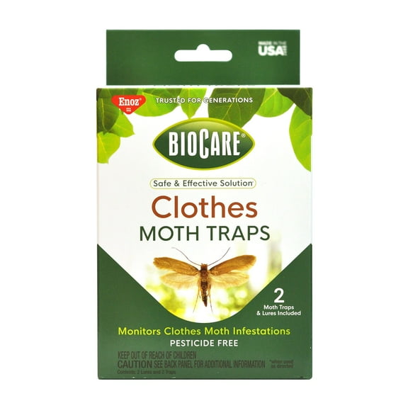 Enoz BioCare Clothes Moth Traps with Lures, Pesticide-Free Glue Traps, 2 Count