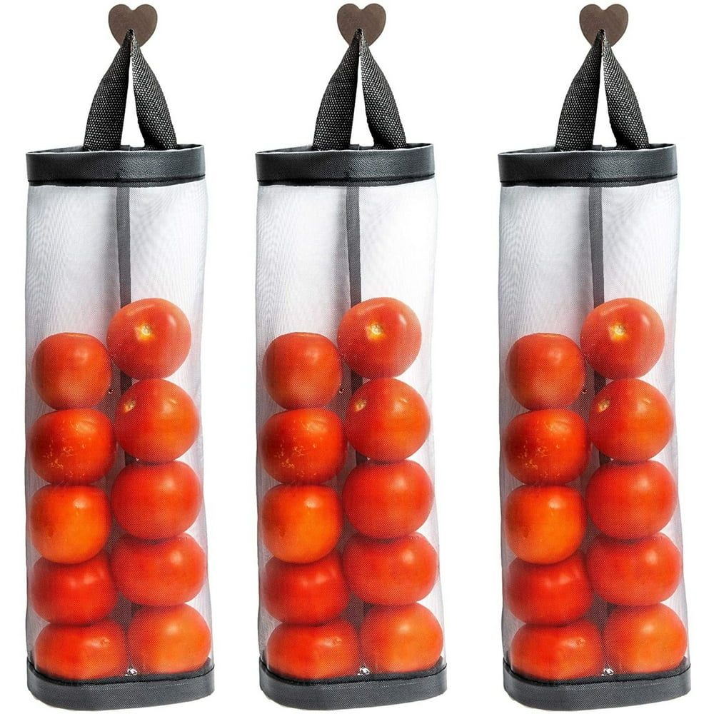 Set of 3 Mesh Produce Hanging Storage Bag, Kitchen Fruit & Vegetables