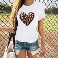 thumbnail image 2 of WREESH Graphic T-Shirts for Women Valentine's Day Heart Leopard Printed Tees for 2025 Summer Casual White, 2 of 5