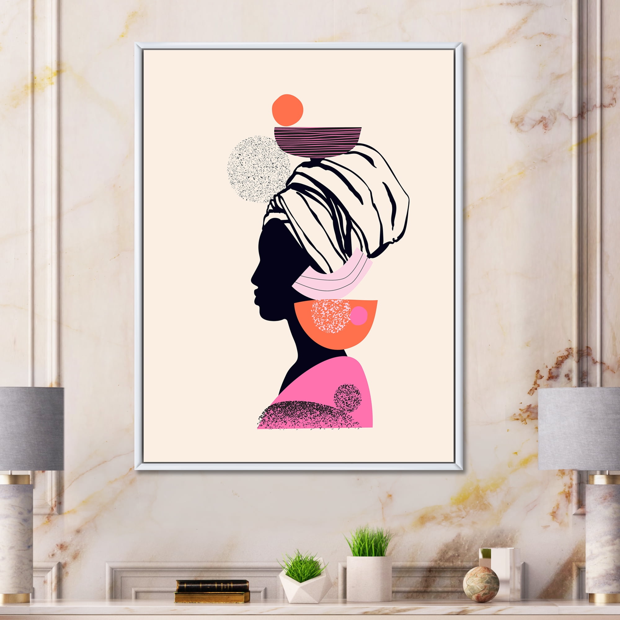 Designart 'Ethnic Portrait of African American Woman' Modern Framed Canvas Wall Art Print