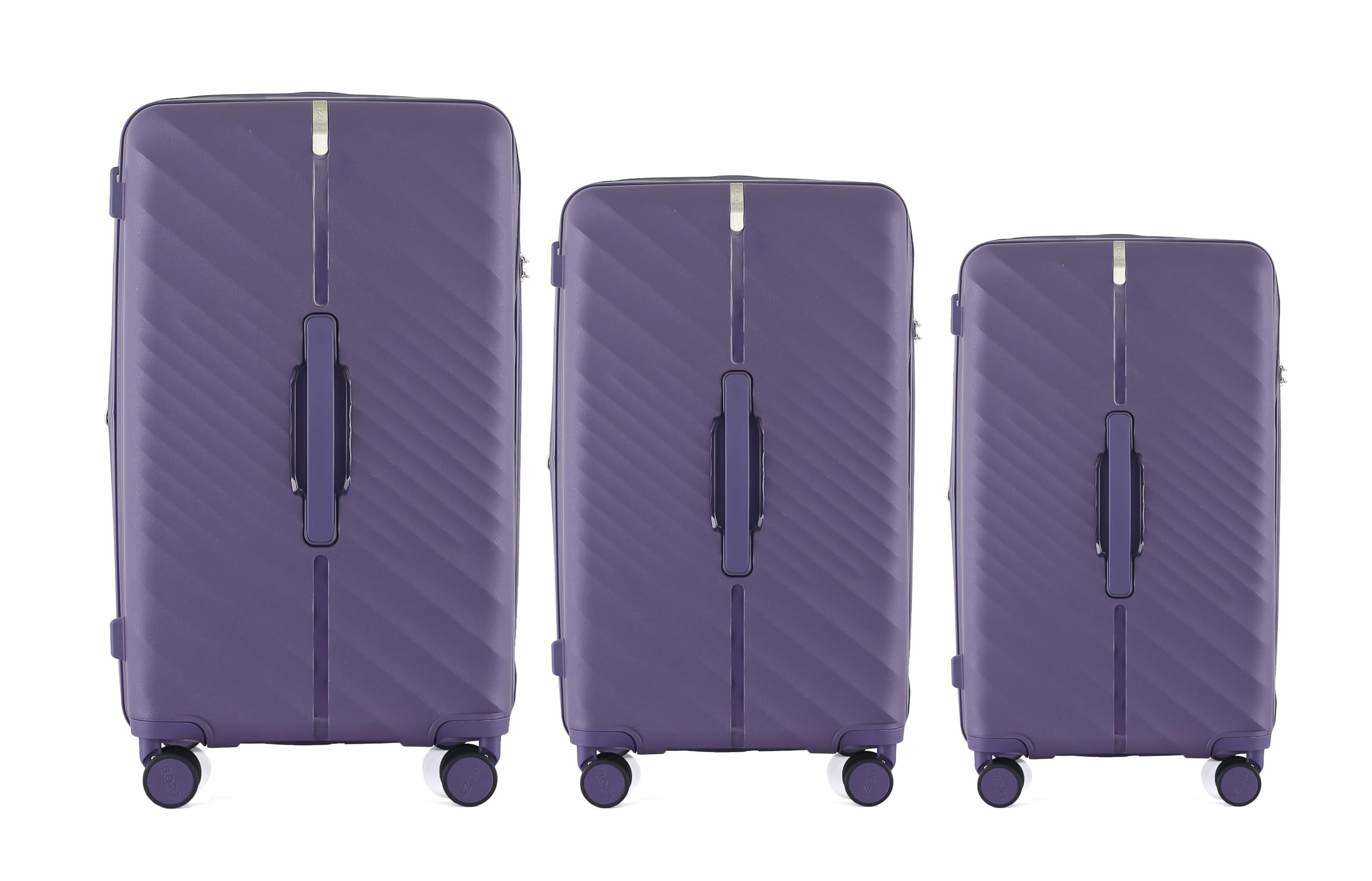 IZOD Gail Polycarbonate Luggage Set - 360-Degree Dual Spinning Wheels - Water-Resistant Nylon Zippers - Mounted Combination Lock - Combo Lock 28", 24", 20" - 3 Piece Luggage Set (Plum)