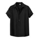 thumbnail image 2 of Camisa de manga corta con cuello vuelto y color liso para hombre, primavera/verano - Prenda informal de poliéster para el trabajo/el día a día, 2 of 7