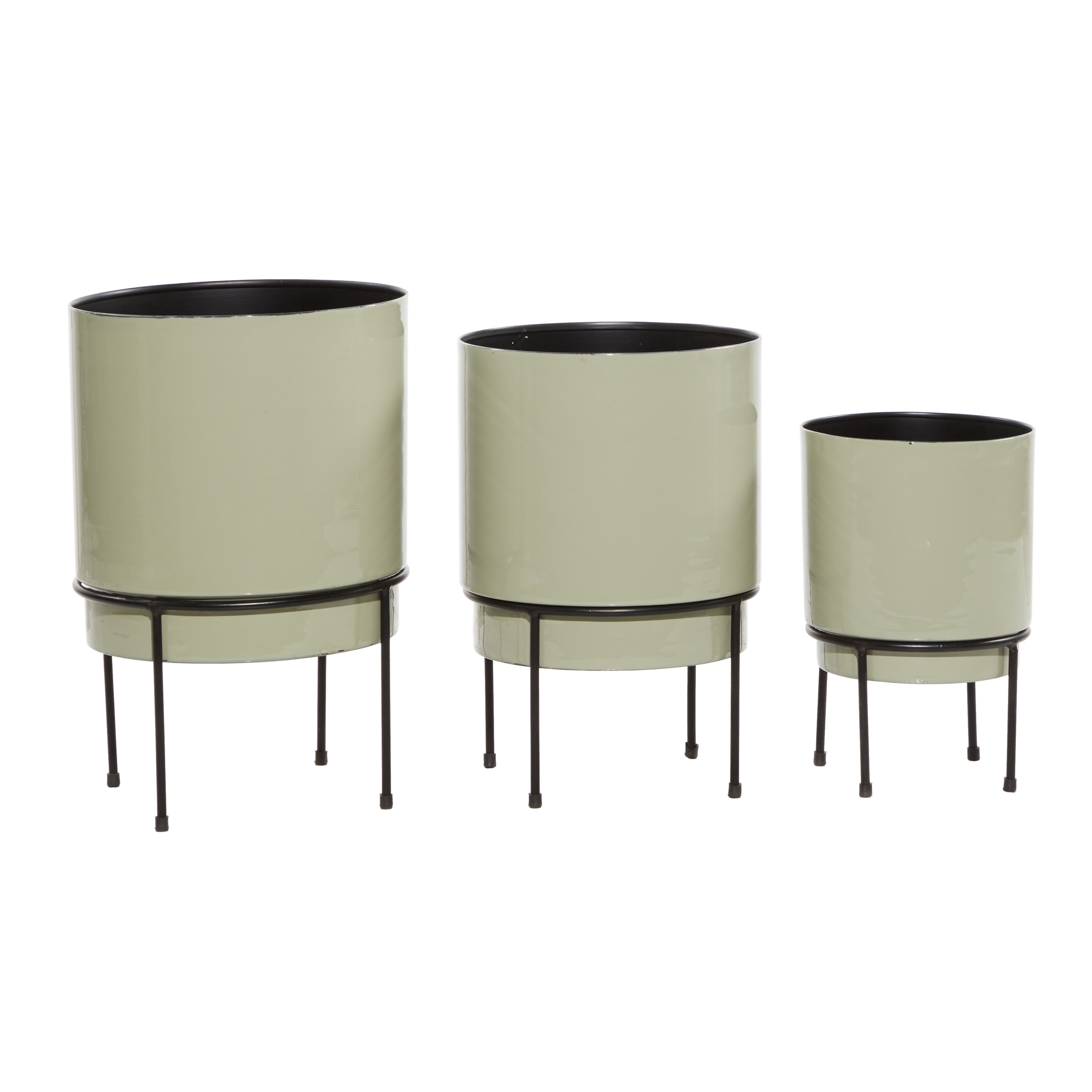 DecMode 10", 13", 14"H Indoor Outdoor Gray Metal Planter with Removable Black Stand (3 Count)