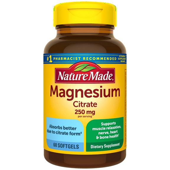 Nature Made Magnesium Citrate Liquid Softgels 60 ea (Pack of 3)
