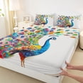 thumbnail image 3 of Manfei Watercolor Oil Painting Twin Sheet Sets,Kawaii Peacock Twin Fitted Sheet,Cute Zoo Animal Flat Sheet For Girl Teens,Ultra Soft Home Decor,3pcs, 3 of 7