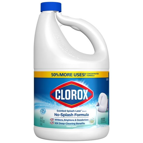 Clorox Splash-Less Liquid Bleach, Clean Linen (Concentrated Formula) - 117 Ounce