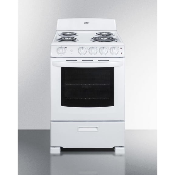 Summit 24 Inch Freestanding Electric Range, Coil Burners, White - RE2411W