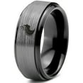 thumbnail image 1 of Tungsten Queen Princess Royalty Crown Monarch Band Ring 8mm Men Women Comfort Fit Black Step Bevel Edge Brushed Gray Polished, 1 of 4