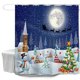 thumbnail image 2 of Cortina de ducha JAMW Navidad muñeco de nieve azul, 2 of 5