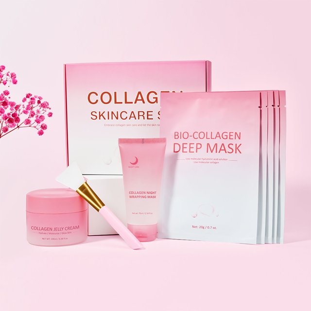 Peel Off Night Cream Mask Set - Elasticity & Hydration Care, Reduces Sagging & Dullness - Hydrolyzed Collagen For Glowing Skin ,For Nighttime