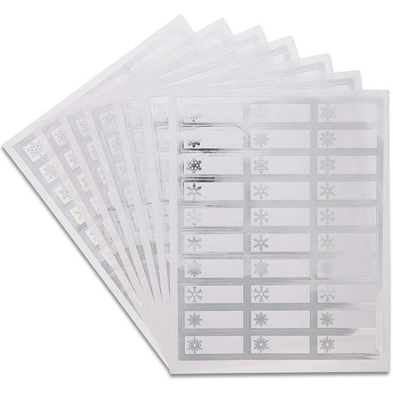 210 Count Silver Foil Christmas Address Sticker Labels for Holiday Gifts Wrapping, Self Adhesive & Printable Tags, 10 Designs