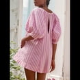 thumbnail image 4 of Mono de Rayas Extragrande para Mujer, Vestido Corto, Mono, Ropa de Playa para Vacaciones con Bolsillos. Rosa L, 4 of 8